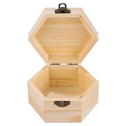 DIY Wooden Jewelry Box Handmade Craft Box Simple Jewelry Storage Container for Jewelry Storing 1Pc (Six Side Box Style)