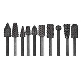 Eyech 10pc 1/8''(3mm) Shank Carbon Steel Rotary Burr Rasp Set Wood Carving File Rasp Drill Bits for DIY Woodworking Wood Carving Polishing Grinding Eyech