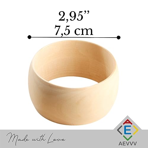 Unfinished Wooden Bracelet Set - 2.95 Inch Diameter, 6 Natural Wood Bangles - DIY Craft Woodwork - Wooden Rings for Crafts for Handmade Home Decor