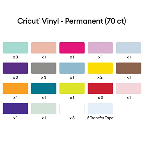 Cricut Vinyl Permanent - Ultimate Sampler, 12x12 Vinyl Sheets and Transfer Tapes, Create Long-Lasting DIY Projects, Durable Adhesive Vinyl for Cricut - WoodArtSupply