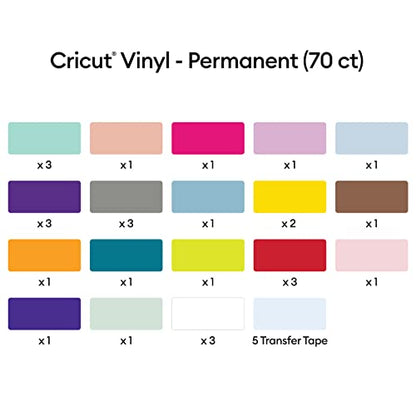 Cricut Vinyl Permanent - Ultimate Sampler, 12x12 Vinyl Sheets and Transfer Tapes, Create Long-Lasting DIY Projects, Durable Adhesive Vinyl for Cricut - WoodArtSupply