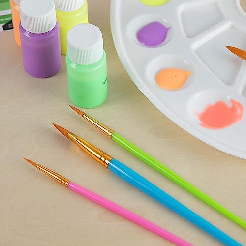 Falling in Art 40 Pcs Acrylic Paint Set for Kids, DIY Wooden Slices Kit with 6 Acrylic Paints, 5 Glow Paints, 10 Paintbrushes, and 12 Wooden Slices,
