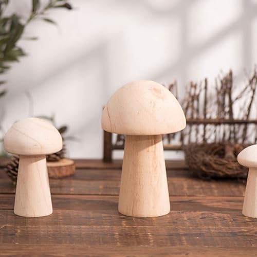 Zerodeko Wooden Mushroom Blank, Mini Wooden Mushrooms to Paint, Unfinished Wood Figurines for Craft Ornament Zerodeko