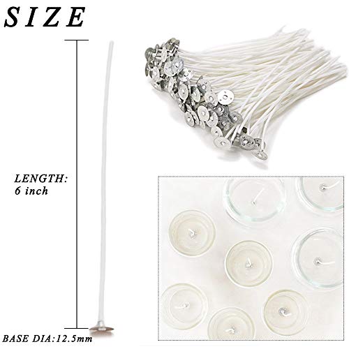 EricX Light 100 Piece Cotton Candle Wick 6" Pre-Waxed for Candle Making,Candle DIY - WoodArtSupply