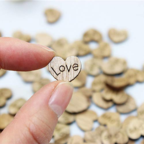 LIOOBO 500Pcs Wood Crafts Wooden Crafts Wooden Hearts Love Wooden Buttons 100pcs Bamboo LIOOBO