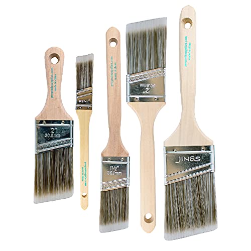 Vermeer Paint Brushes 5-Pack Angle Brushes in Assorted Sizes for All Latex and Oil Paints & Stains - Home Improvement - Interior & Exterior Use - WoodArtSupply