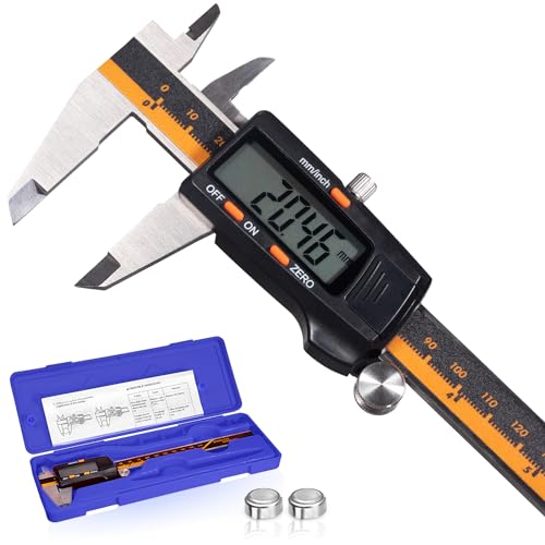 Spurtar Digital Caliper 6 Inch Machinist Ruler, Stainless Steel Calipers Measuring Tool 0-6" /0-150mm Micrometer, High Precision Metal Vernier Metric