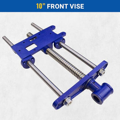 Yost Vises F10WW Woodworker's Vise | Front Vise | 10 Inch Woodworking Tool | Cast Iron Body Construction with a Solid Steel Main Screw | Blue - WoodArtSupply