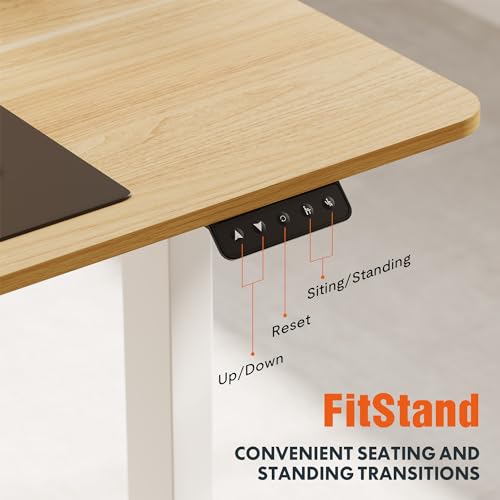 FitStand Adjustable Stand Up Desk with Whole Piece Desk Board, 44 x 24 Inch Electric Standing Desk Home Office Desk Computer Workstation Sit Stand FitStand