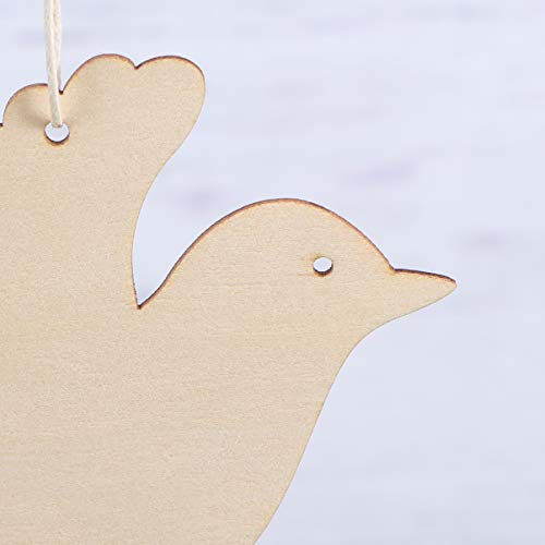 Vosarea 10pcs Wooden Bird Hanging Ornaments Christmas Tree Decoration DIY Crafts Bird Hanging Decoration for Christmas Wedding Door Window Home - WoodArtSupply