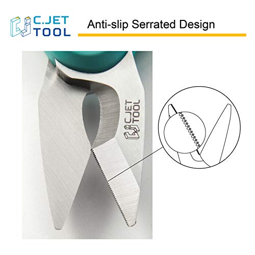 C.JET TOOL 7" Stainless Professional Electrician Scissors Multi-Grip Design Aluminium Copper Soft Cable C.JET TOOL