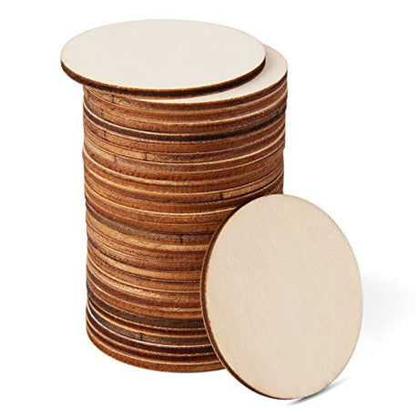 Arroyner 2" Small Wood Circles Round Wood Discs DIY Unfinished Round Blank Wooden for Crafts, School Project, Decoration 120 Pieces Arroyner