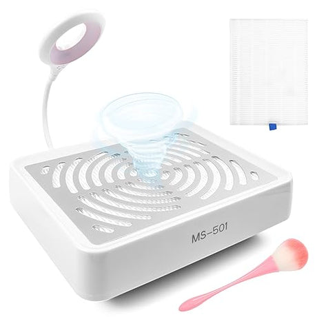 ANGNYA Nail Dust Collector with LED Light,Nail Dust Collector for Acrylic Nails Powerful 40W Nail Vacuum Dust Collection with 1Reusable Filters & 1 ANGNYA