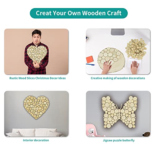 40 Pcs Unfinished Natural Wood Slices - 2-2.4" - DIY Wood Kit with Bark - for Wooden Crafts Wedding Decorations Christmas Decorations FORLAND