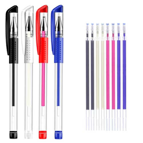 ibotti Heat Erase Pens for Fabric with 8 Free Refills for Quilting Sewing, 4 Colors Assorted Pack