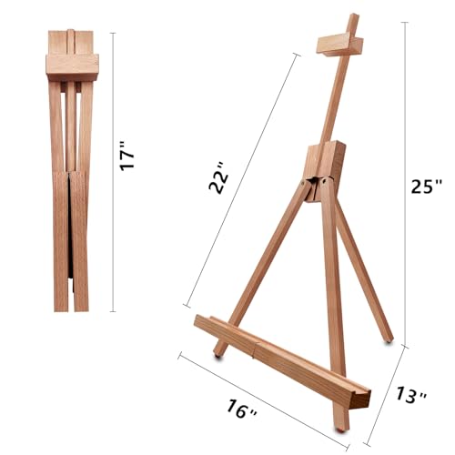 Miratuso Painting Easel, Folding Wooden Tabletop Easel Stand Holds Highest to 22" Canvas, Portable Desktop Easel Suitable for Artists, Beginners, Miratuso