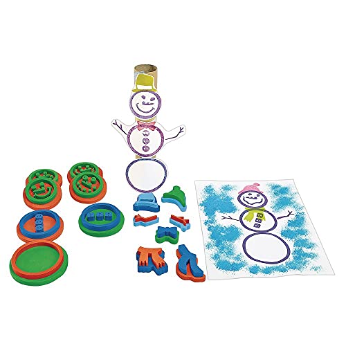 Colorations Snowman Stamper Kit, 15 Stamps, EVA Foam, Durable, Washable, Arts and Crafts, for Kids, Winter, Christmas, Holidays, Classroom, Craft Colorations