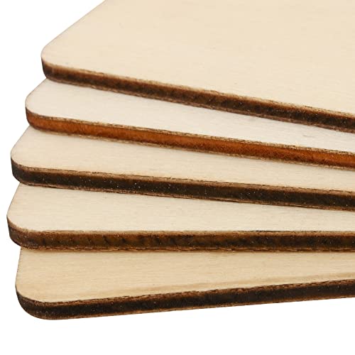 ZEONHAK 120 PCS 1/8 x 2 x 3 Inch Unfinished Wood Rectangles, Blank Natural Poplar Wood, Rectangle Wooden Slices, Wood Tiles for Crafts, DIY ZEONHAK