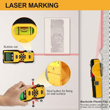 PREXISO 5-in-1 Stud Finder with Laser Level Marking & Ultrasound Distance Measure - Area, Volume, Addition | Wood, AC Wire Detector - Wall Scanner Prexiso