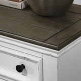 Roundhill Furniture Clelane Wood Bedroom Set with Shiplap Panel Bed, Dresser, Mirror, Two Nightstands, and Chest, King, Weathered White and Walnut Roundhill Furniture