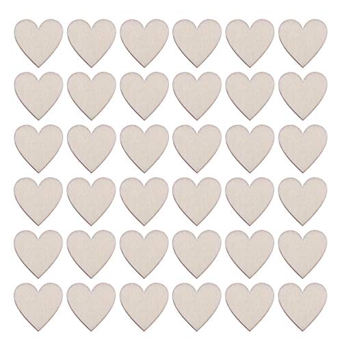 Vosarea 50pcs Wooden Hearts Slices Blank Unfinished Wooden Discs Cutout Pieces Embellishments for Scrapbooking Wedding Table Scatter DIY Arts Craft VOSAREA