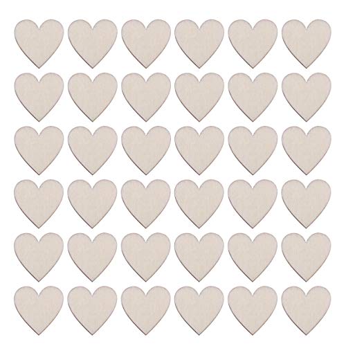 Vosarea 50pcs Wooden Hearts Slices Blank Unfinished Wooden Discs Cutout Pieces Embellishments for Scrapbooking Wedding Table Scatter DIY Arts Craft - WoodArtSupply