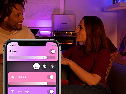 Philips Hue Go White and Color Portable Dimmable LED Smart Light Table Lamp (Requires Hue Hub, Works with Alexa, HomeKit and Google Assistant), White - WoodArtSupply