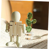 EXCEART 3pcs White Embryo Robot Peg People Kit Unfinished Robot Unfinished Peg Dolls Peg People Toys Blank Peg People Craft Blank Wood Doll Figures EXCEART