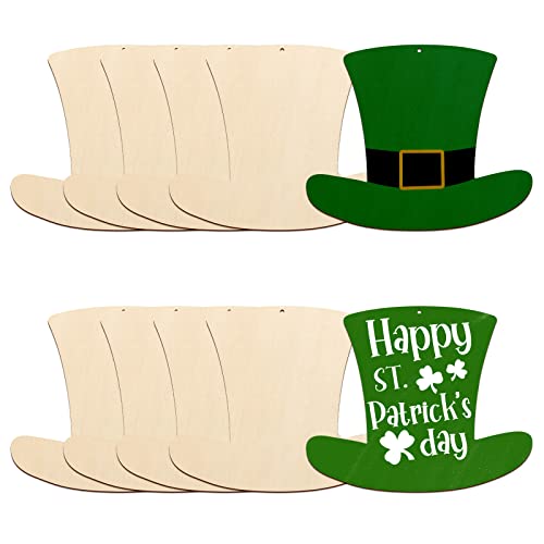 Large Size 7" Wooden St. Patrick's Day Ornaments to Paint,Hat Wooden DIY Blank Unfinished Round Wood Discs Ornament for Crafts Hanging - WoodArtSupply