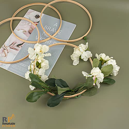 RP Remarkable Power, 6 Pack Wooden Bamboo Floral Hoop 8 Inch Macrame Floral Hoop Rings Wreath Ring for DIY Dream Catcher Wedding Wreath Wall Hanging RP Remarkable Power
