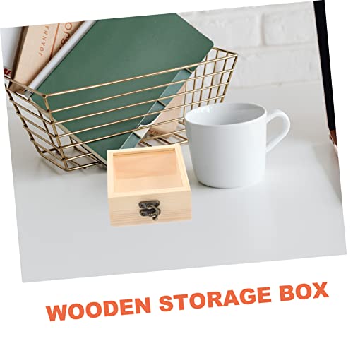 COHEALI 2pcs Box Wooden Storage Box Unfinished Wood Jewelry Wooden Case Wooden Berry Baskets Wooden Storage Crates Candy Rings Wood Decor Work Desk COHEALI