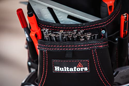 Hultafors Work Gear HT5433 Carpenter's Heavy-Duty Leather Nail & Tool Bag, Double-Gusset Front Pockets Hultafors