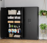 MIIIKO Metal Storage Cabinet with Locking Doors, Black Garage 5 Shelves, 18'' Deep Locker for Garage, Industrial, Commercial, Workshop and Basement MIIIKO
