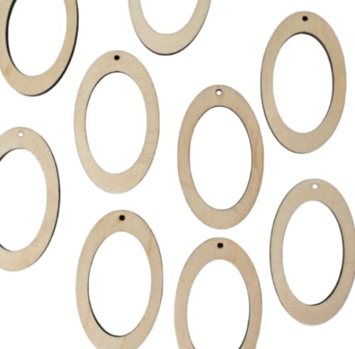 ALL SIZES BULK (12pc to 100pc) Unfinished Wood Wooden Hollow Oval Hoop Circle Frame Laser Cutout Dangle Earring Jewelry Blanks Charms Ornaments Shape Texan Wood Crafts