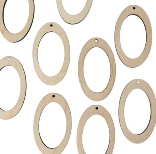 ALL SIZES BULK (12pc to 100pc) Unfinished Wood Wooden Hollow Oval Hoop Circle Frame Laser Cutout Dangle Earring Jewelry Blanks Charms Ornaments Shape - WoodArtSupply