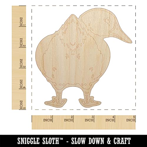 Fluffy Duck Butt Looking Behind Unfinished Wood Shape Piece Cutout for DIY Craft Projects - 1/8 Inch Thick - 4.70 Inch Size Sniggle Sloth