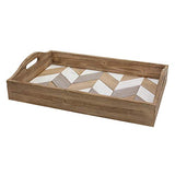 Stonebriar Decorative Rectangle Multicolor Chevron Wood Tray with Handles, 18" x 12" Stonebriar