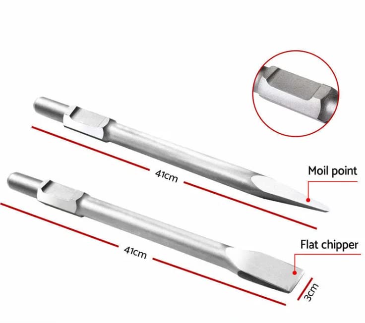 Two Stroke Demolition Jack Hammer Concrete Breaker Drill with Point and Flat Chisel WoodArtSupply