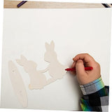VOSAREA 10pcs White Rabbit Ornament Wood Rabbit Cutouts Wood Bunny Slice Bunny Shaped Wood Cutout Bunny Wooden Slices Easter Wood Embellishments DIY VOSAREA