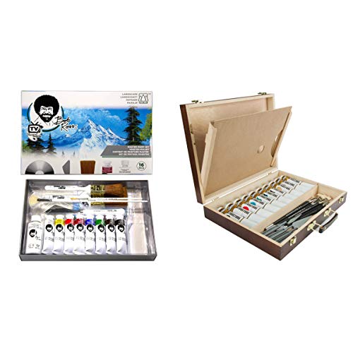 Bob Ross Master Artist Oil Paint Set Includes Wood Art Supply Carrying Storage Case Sketchbox w/Palette - WoodArtSupply