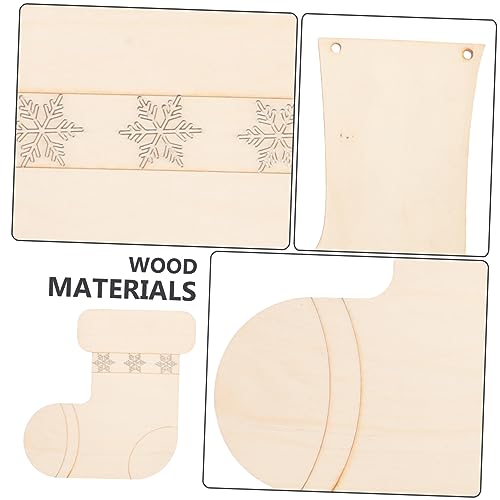 ABOOFAN 3pcs Tag Decor Socks Unfinished Wood Slices Unfinished Wood Chip DIY Supplies Blank Wood Slices Wood Chip for DIY Blank Wood Chip Wooden