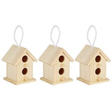Meiyya Unfinished Birdhouse to Paint for Birdwatching with Perch, MoistureResistant Bird Nests, 3Pcs Birds Supplies Wooden Bird House for Swallows Meiyya