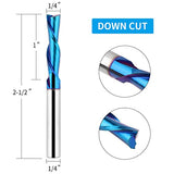 EANOSIC 5PCS Downcut Spiral Router Bits 1/4 inch Shank, 1/4 inch Cutting Diameter Solid Carbide with Nano Blue Coating CNC Router Bits End Mill for EANOSIC