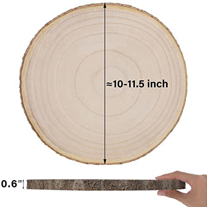 Prsildan 4 Pcs Large Natural Wood Slices, 10-11.5 Inches Unfinished Wood Centerpieces for Tables, DIY Round Wooden Circle Sign Crafts for Wedding - WoodArtSupply