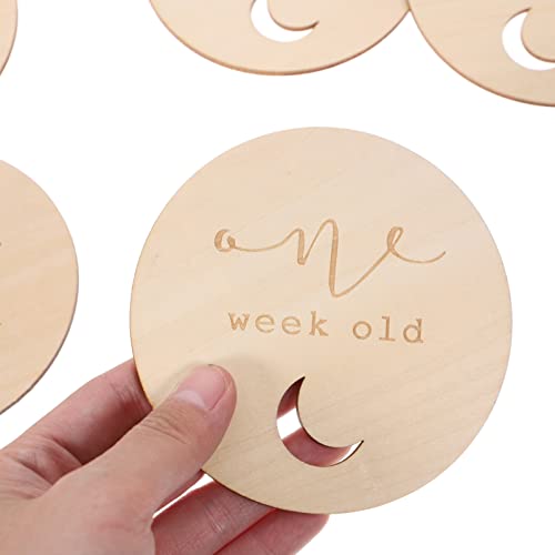 Kisangel 14pcs Milestone Card Unfinished Wood Cards One Month Baby Wood Slices for Baby Shower Monthly Baby Milestone Printable Milestone Baby Months Kisangel