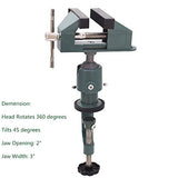findmall Universal Table Vise 3" Aluminum Swivel Bench Vise 360 Degrees Rotating Fit for Holding Small Parts in Jewelry Hobby Model Making findmall