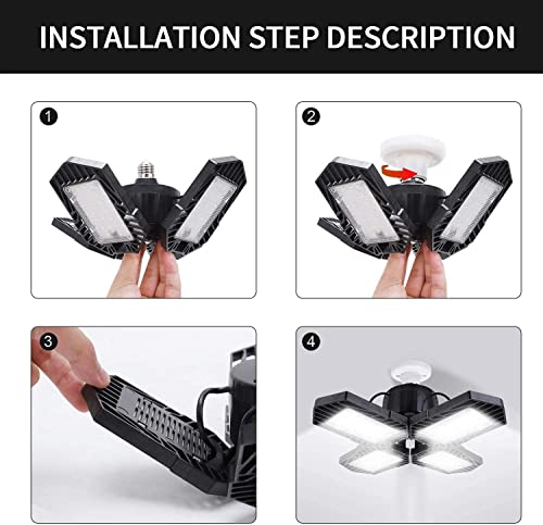 2 Pack LED Garage Lights,100W Deformable Led Garage Lighting 10000LM E26 Daylight 6000K LED Garage Ceiling Lighting Super Bright Adjustable Garage GMximo