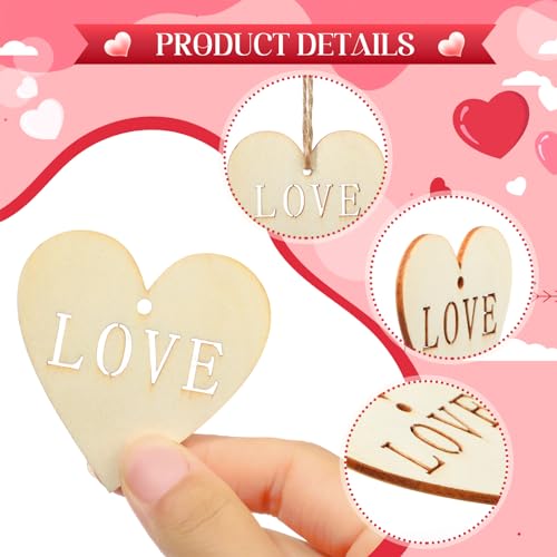 10 Pcs Unfinished Blank Wooden Hearts for Crafts,Heart-Shaped Wood