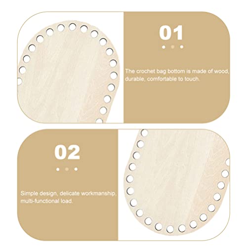 Milisten 4pcs Wooden Basket Bottom Wooden Base Shaper Blank Crochet Base for Thick Yarn DIY Knitting Basket Weaving Supplies Oval Milisten