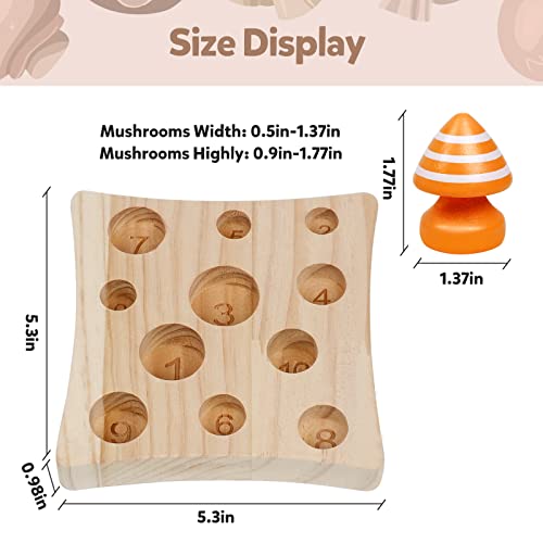 NAODONGLI Wooden Montessori Toys for Toddler,Educational Toys for 3 Year Old,STEM Toys Mushroom Harvest Game,Learing Shape Sorting & Number NAODONGLI